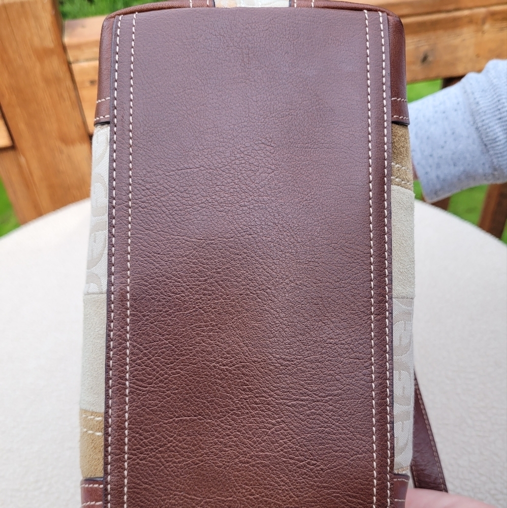 Fossil Signature Fabric Suede Patchwork Double Ha… - image 5